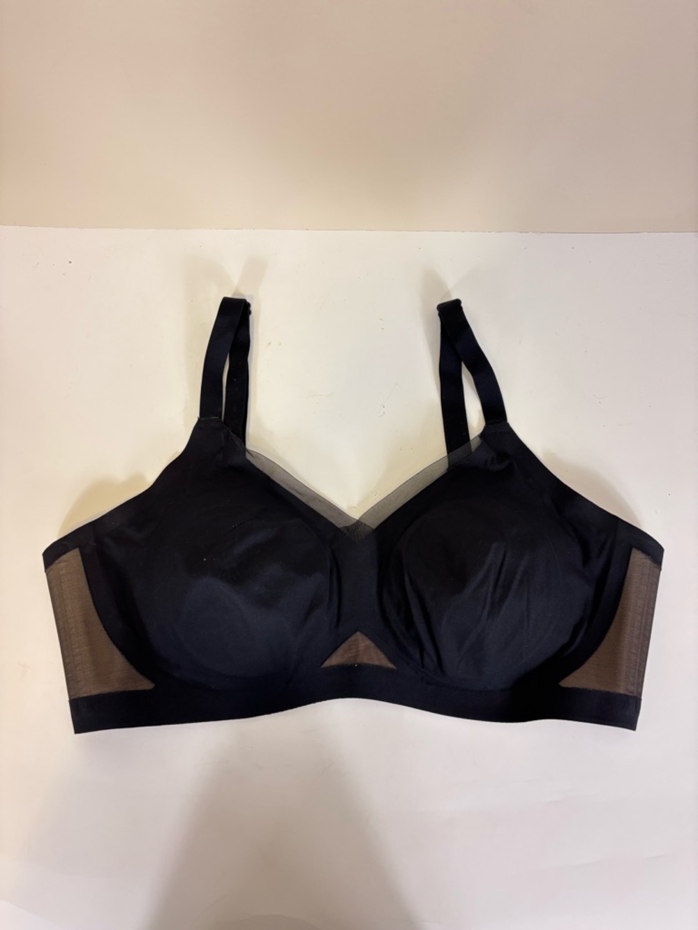 Honeylove Black Full-Coverage Wireless Support Bra with Mesh Trim 1X